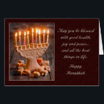 Cartão Abençoada Menorah<br><div class="desc">Compartilhe esta adorável carta de Hanukkah com seus amigos e família para celebrar a temporada de festas.</div>