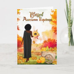 Cartão Abençoado Equinox Fall Trees Mabon Saudação