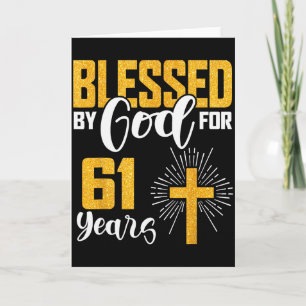Cartão Abençoado Por Deus Por 61 Anos 61º Aniversário B-d