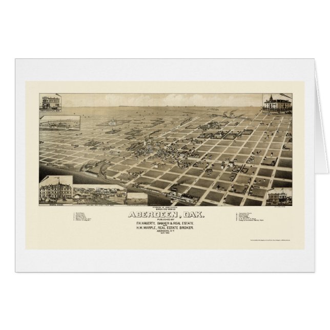 Cartão Aberdeen, mapa panorâmico do SD - 1883 (Frente Horizontal)
