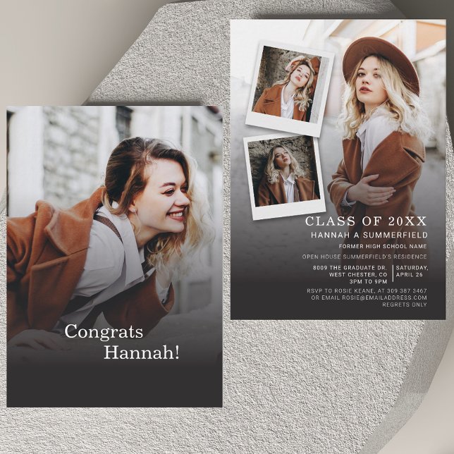 Cartão Aberto de Fotos do Partido Mini Graduação 2 (Mini Graduation 2025 Party Photos Open House Card)
