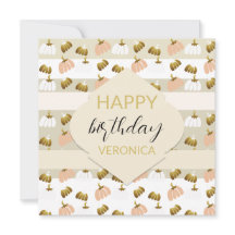 Abóbora Artística Rosa Bege Dourado Moderna