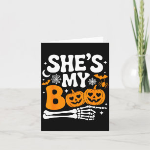 Cartão Abóbora Boo Casal Casamento Halloween Homens Mulhe
