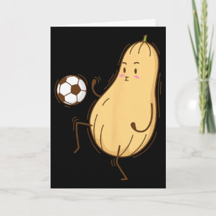 Cartão Abóbora Butternut Jogando Futebol