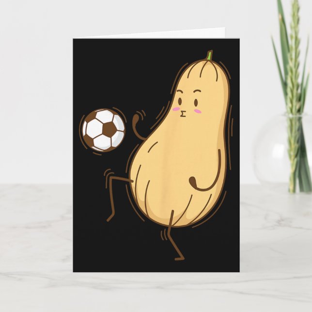 Cartão Abóbora Butternut Jogando Futebol  (Frente)