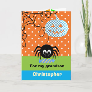 Cartão Abóbora de Aranha Personalizada de Halloween para 