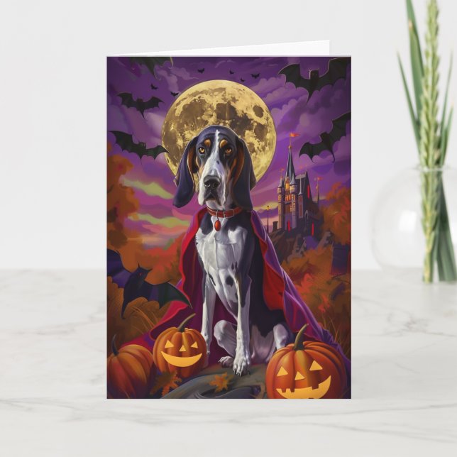 Cartão Abóbora de Cachorro Bluetick Coonhound de Hallowee (Frente)