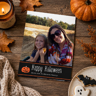 Cartão Abóbora de Halloween com Foto Personalizada Jack O