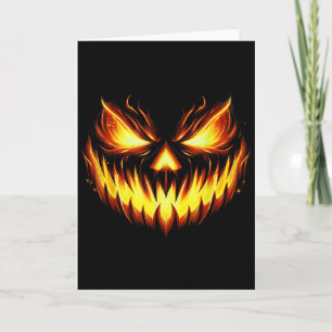 Cartão Abóbora de Halloween com Rosto Assustador de Jack