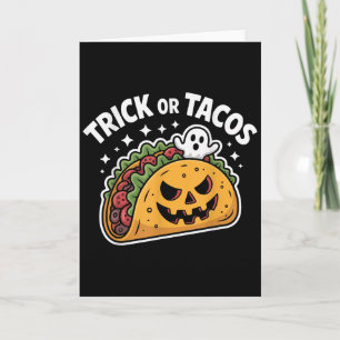 Cartão Abóbora de Halloween Taco Assustador Comida Mexica