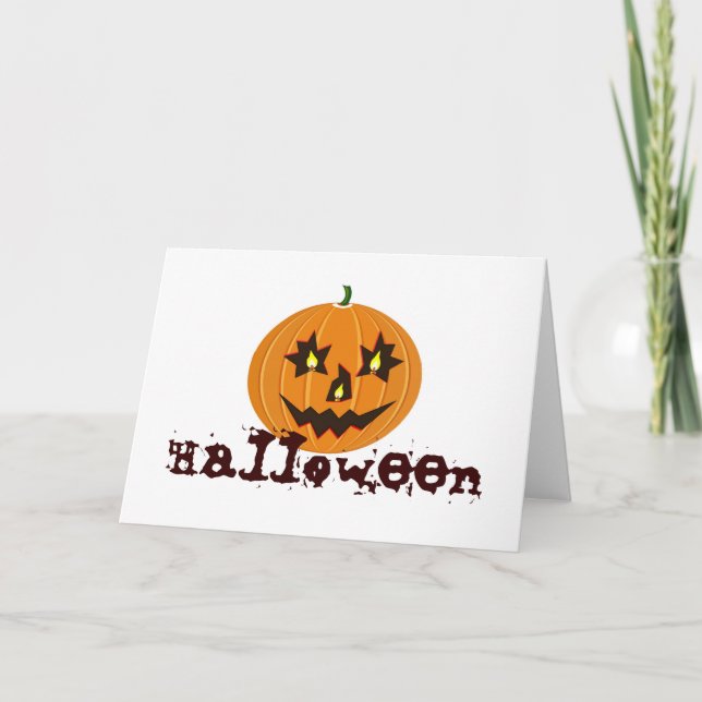 Cartão Abóbora de lembrança engraçada do Halloween (Frente)