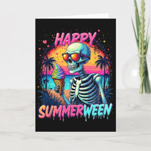 Cartão Abóbora de Melancia de Verão Feliz Summerween