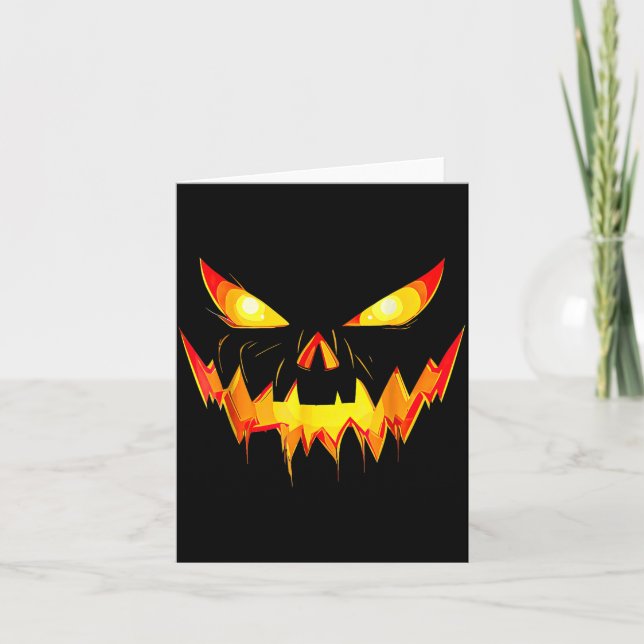 Cartão Abóbora de rosto de Jack o Lantern Halloween assus (Frente)
