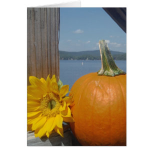 Cartão Abóbora e girassol no lago