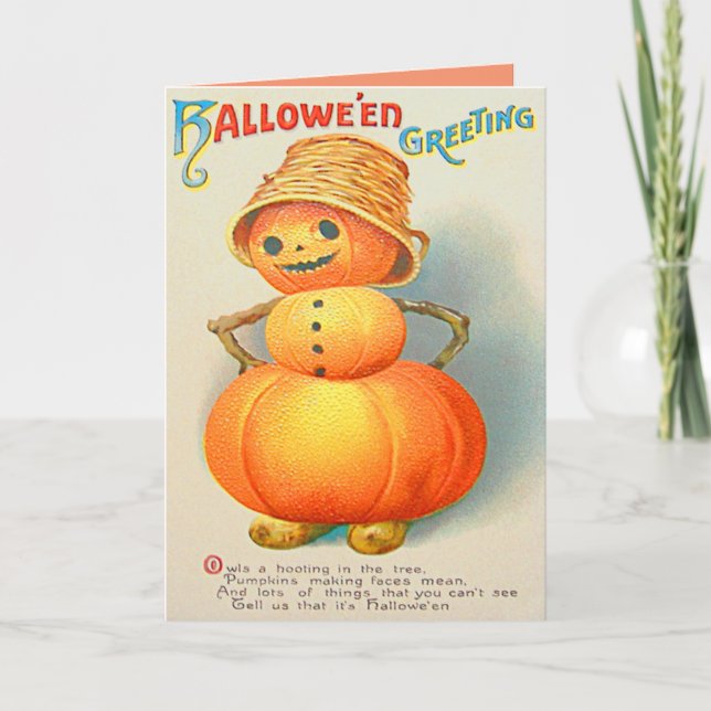 Cartão Abóbora Jack O' Lantern Boneco de Neve (Frente)