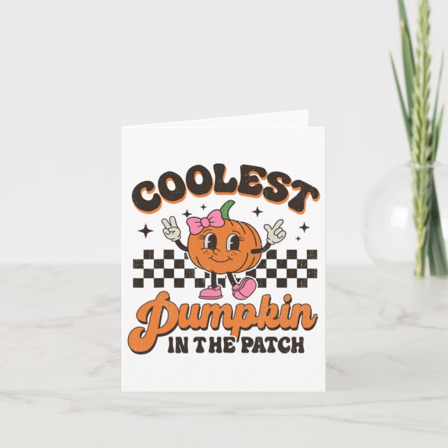 Cartão Abóbora Mais Fresca No Patch Halloween Para (Frente)
