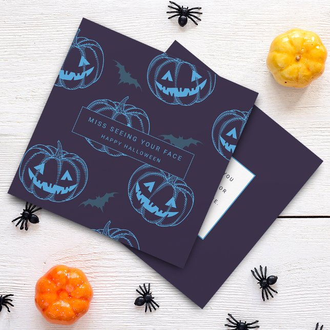 Cartão Abóbora Morcego Chic Halloween (Chic Pumpkin Bat Halloween Card)