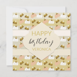 Cartão Abóboras Artísticas Bomba com Bege Mostarda Modern