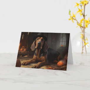 Cartão Abóboras Cão de Caça do Halloween Assustador