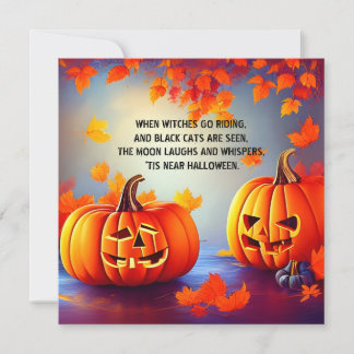 Cartão Abóboras de Halloween Jack o Lanterna Outono Laran
