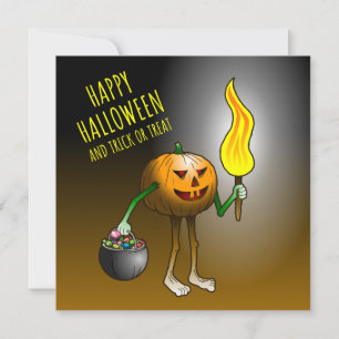 Cartão Abóboras de Halloween ou Truque ou Tratamento