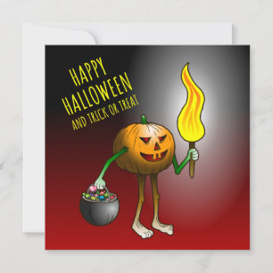Cartão Abóboras de Halloween Truque ou Tratamento