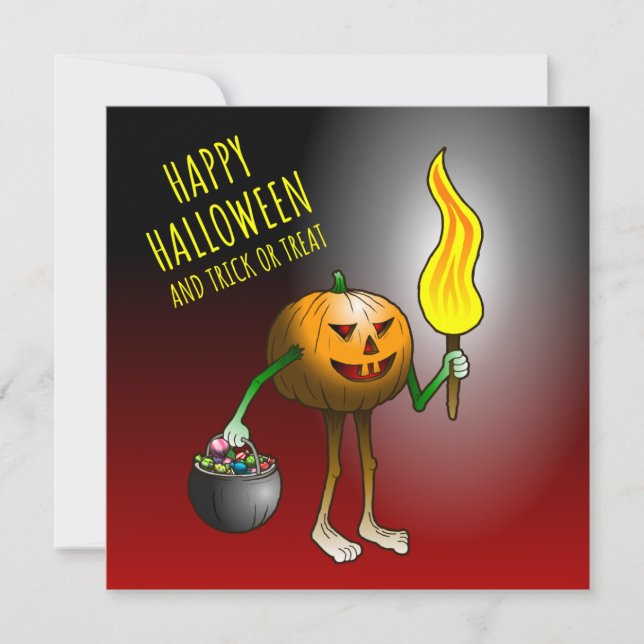 Cartão Abóboras de Halloween Truque ou Tratamento (Frente)
