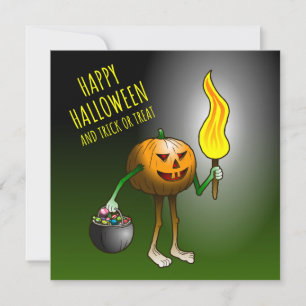 Cartão Abóboras de Halloween Truque ou Tratamento