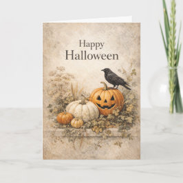 Cartão Abóboras Laranja Vintage Halloween