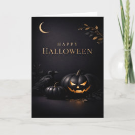 Cartão Abóboras Pretas de Halloween