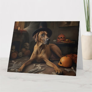 Cartão Abóboras Ridgeback da Rodésia Halloween Assustador