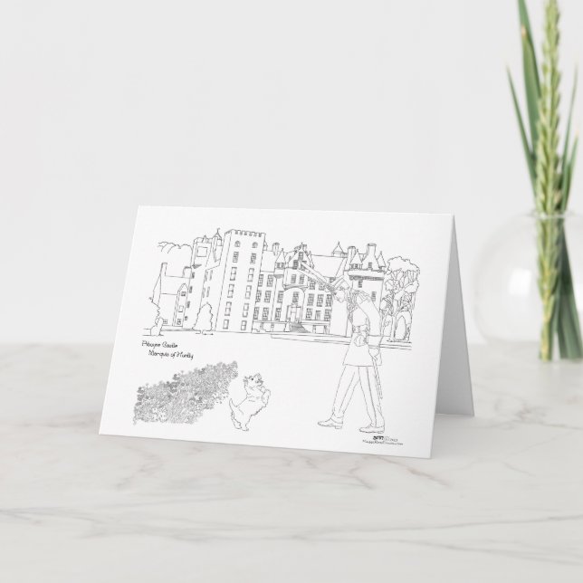 Cartão Aboyne Castle Archer e Scottie Dog (Frente)