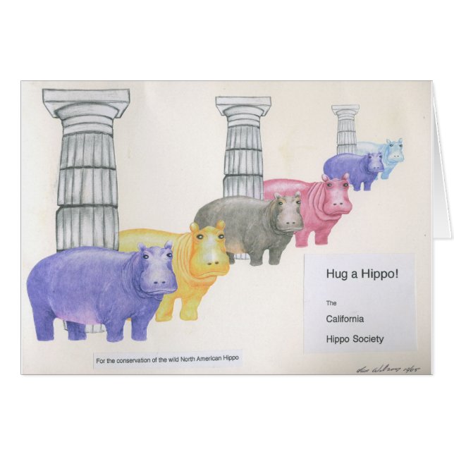 Cartão Abrace um hipopótamo! (Frente Horizontal)