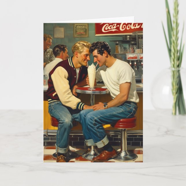 Cartão Abraço de Milkshake Retrô (Frente)