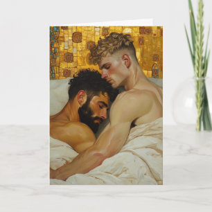 Cartão Abraço Dourado de Dois Homens