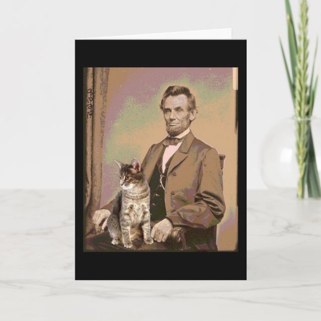 Cartão Abraham Lincoln and his Cat Dixie (Frente)