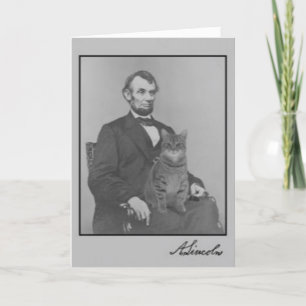 Cartão Abraham Lincoln e seu gato "Gloria"