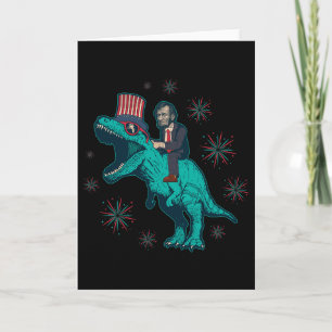 Cartão Abraham Lincoln T Rex Dinossauro 4 De Julho Améric