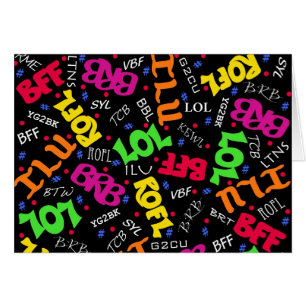 Cartão Abreviaturas pretas dos símbolos da arte do texto