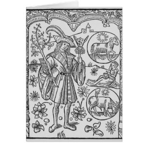 Cartão Abril, flores, Aries