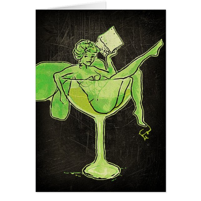 Cartão Absinthe Girl In Glass (sem texto) (Frente)