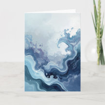 Abstract Blue Ocean Waves Peaceful Greeting Card