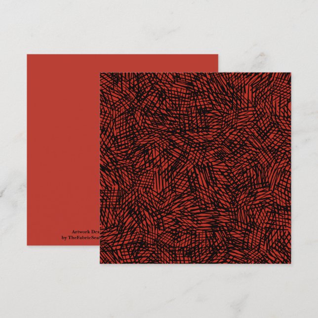 Cartão Abstract Contemporary Black Crosshatch On Red Rust (Frente/Verso)