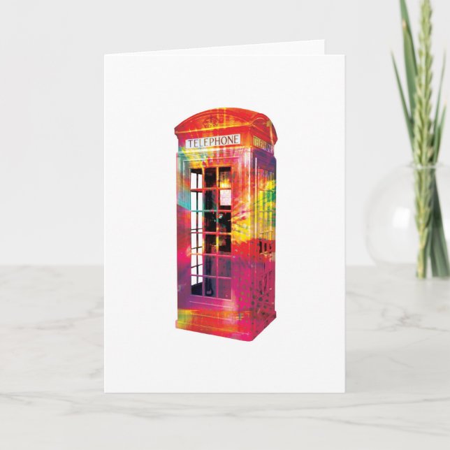 Cartão Abstract Greetings Card - British Telephone Box (Frente)