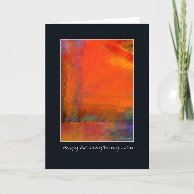 Cartão Abstract Orange Painting Birthday Card for Sister (Frente)