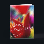 Cartão Abstract Orange Tulip Bithday Card<br><div class="desc">A very colorful Birthday card with a digital abstract painting of a Bright orange Tulip on a colorful background. A Great birthday card for a flower lover!</div>
