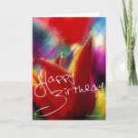 Cartão Abstract Orange Tulip Bithday Card<br><div class="desc">A very colorful Birthday card with a digital abstract painting of a Bright orange Tulip on a colorful background. A Great birthday card for a flower lover!</div>