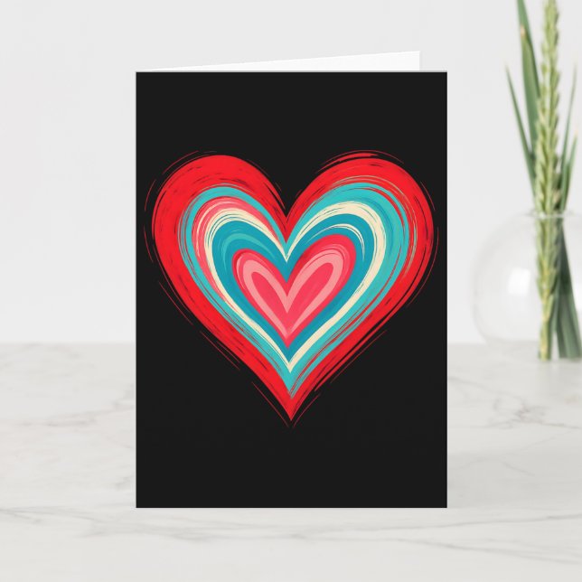 Cartão Abstract Painted Heart Valentine Love Art  (Frente)