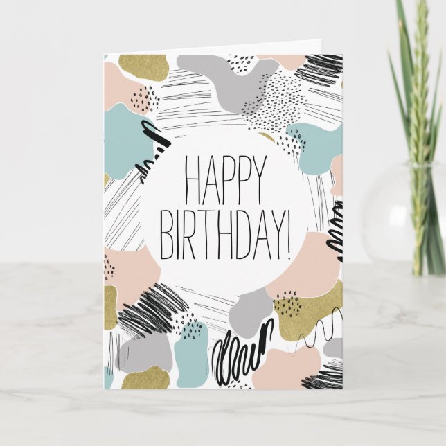 Cartão Abstract Pattern Happy Birthday Card (Frente)