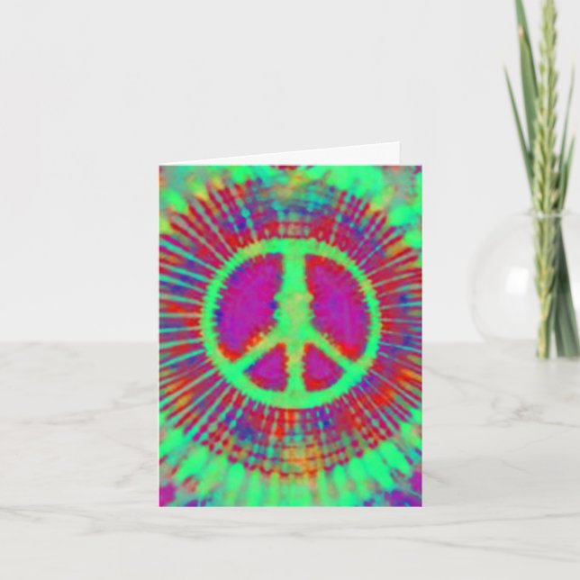 Cartão Abstract Psychedelic Tie-Dye Peace Sign (Frente)